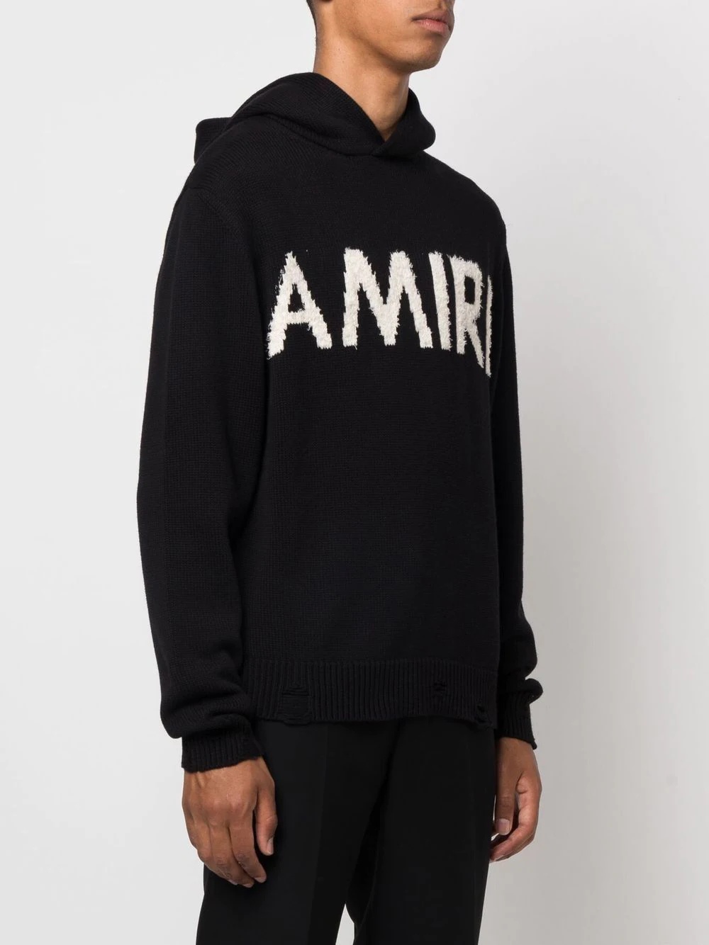 Knitted-logo hooded jumper - 3