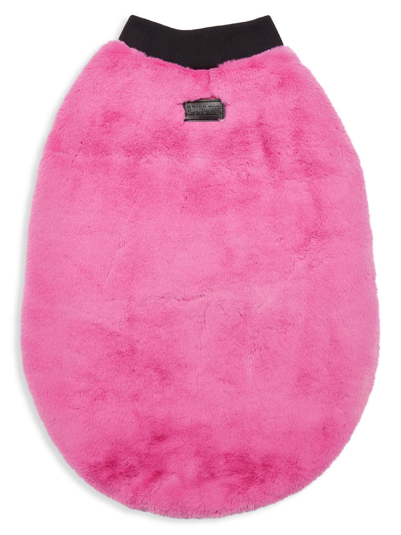 Carter Faux Fur Dog Sweater - Sugar Pink 1
