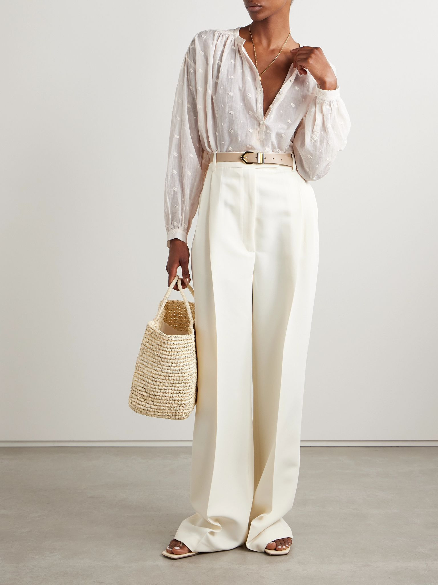 Neville embroidered cotton-voile blouse Ivory - 2