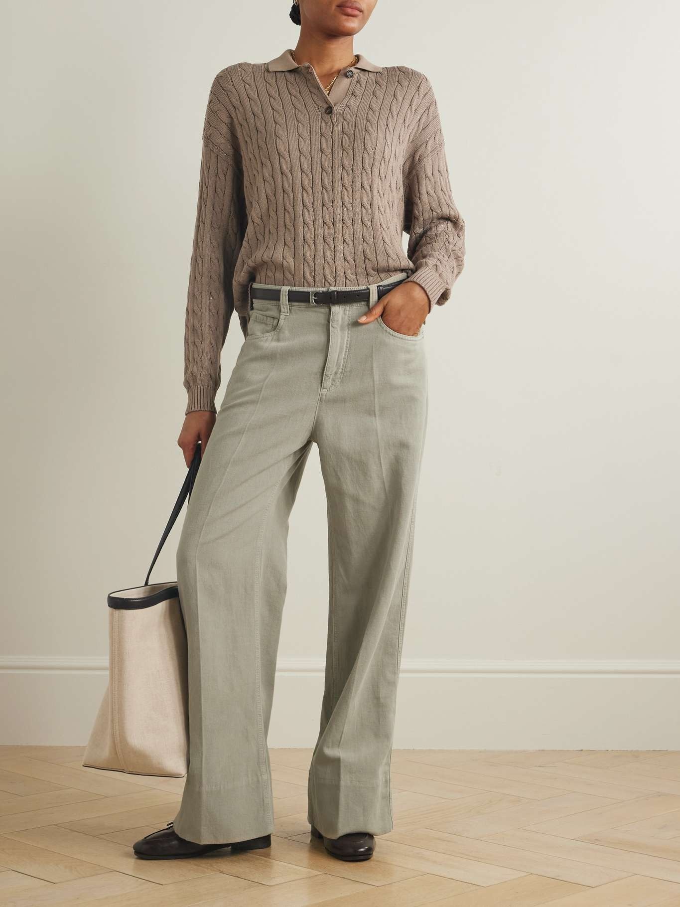【関税&送料込】Brunello Cucinelli Cover Baggy Trousers With Brunello Cucinelli Stretch Cotton Cover Baggy Pull On