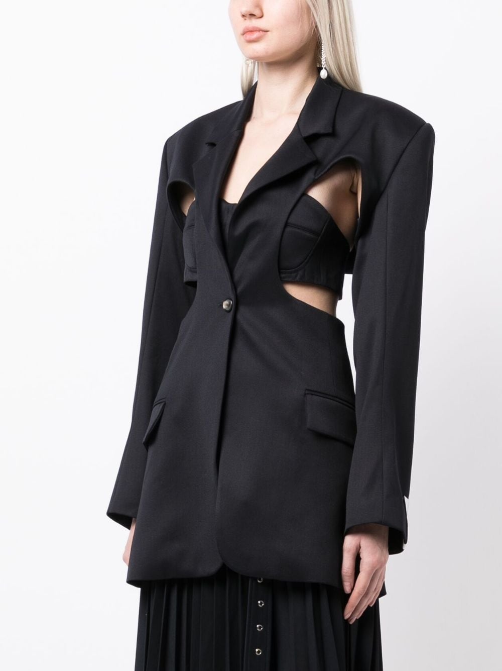 cut-out single-breasted blazer - 3
