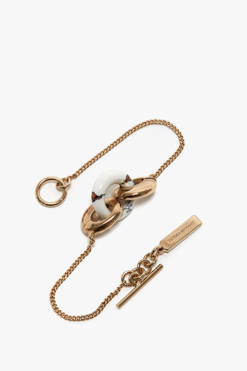 Victoria Beckham Exclusive Resin Charm Bracelet In Light Gold-White outlook