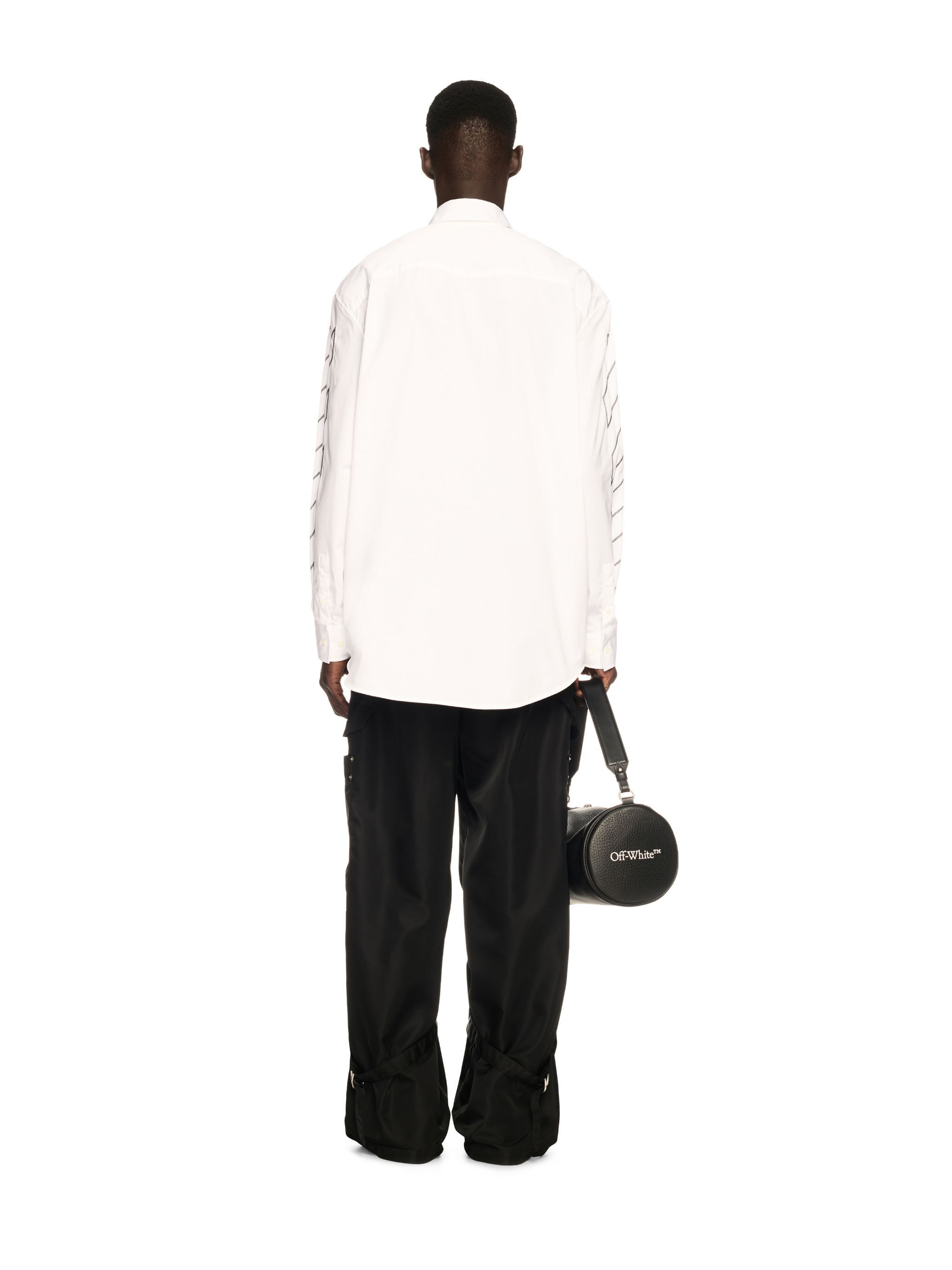 White Diagonal Outline Overshirt - 4