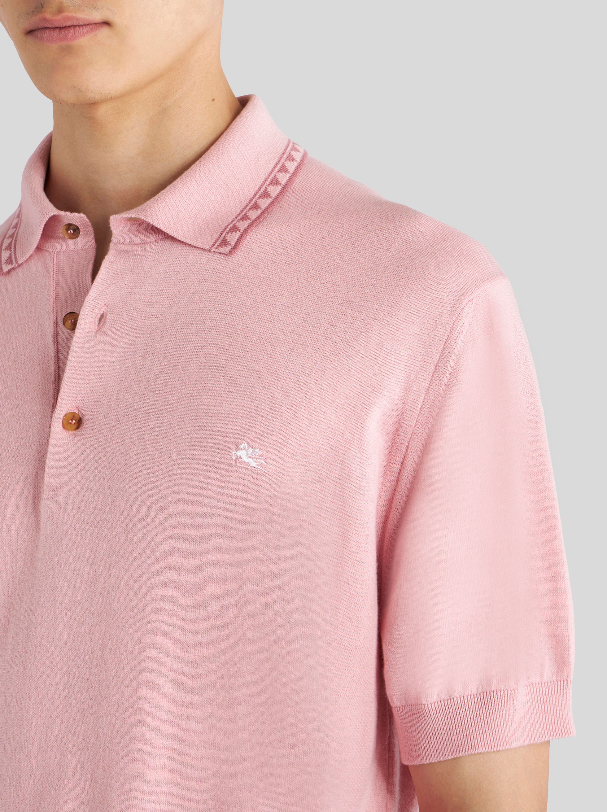 JERSEY POLO SHIRT WITH DECORATIVE GRECA - 4