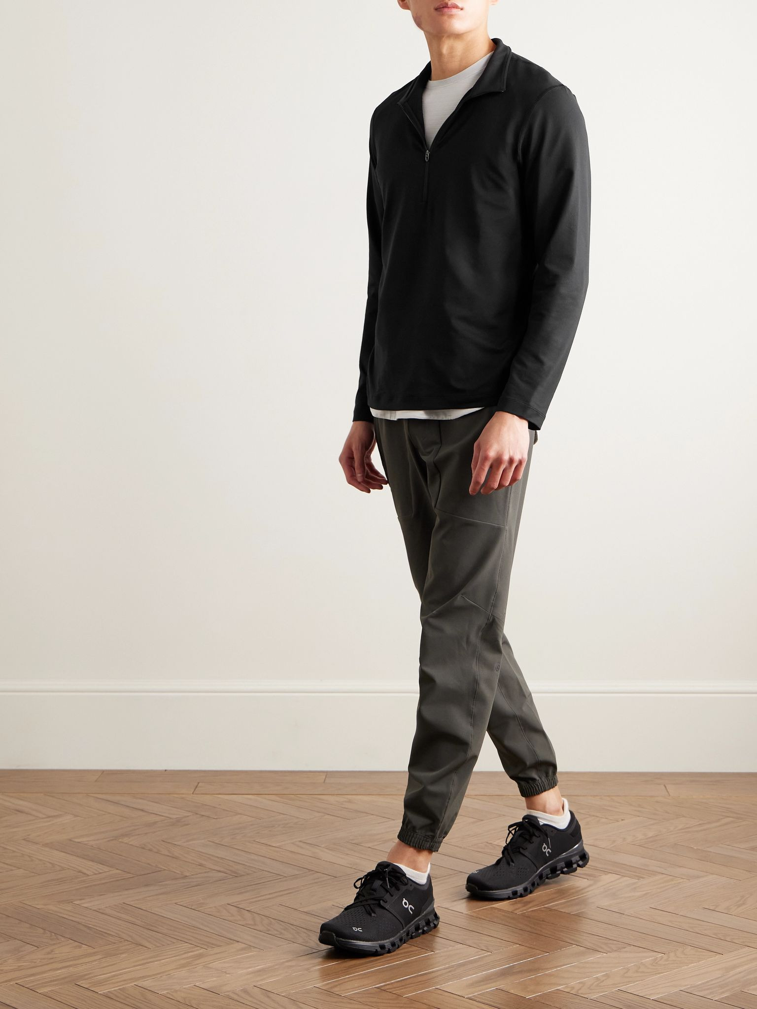 Stretch Recycled-Jersey Half-Zip Sweatshirt Black - 2