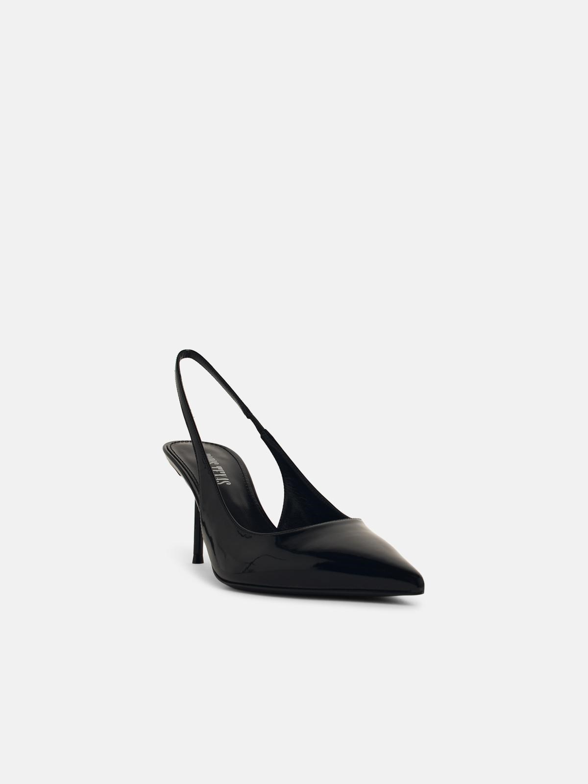 'LISIA' BLACK LEATHER SLINGBACKS - 2