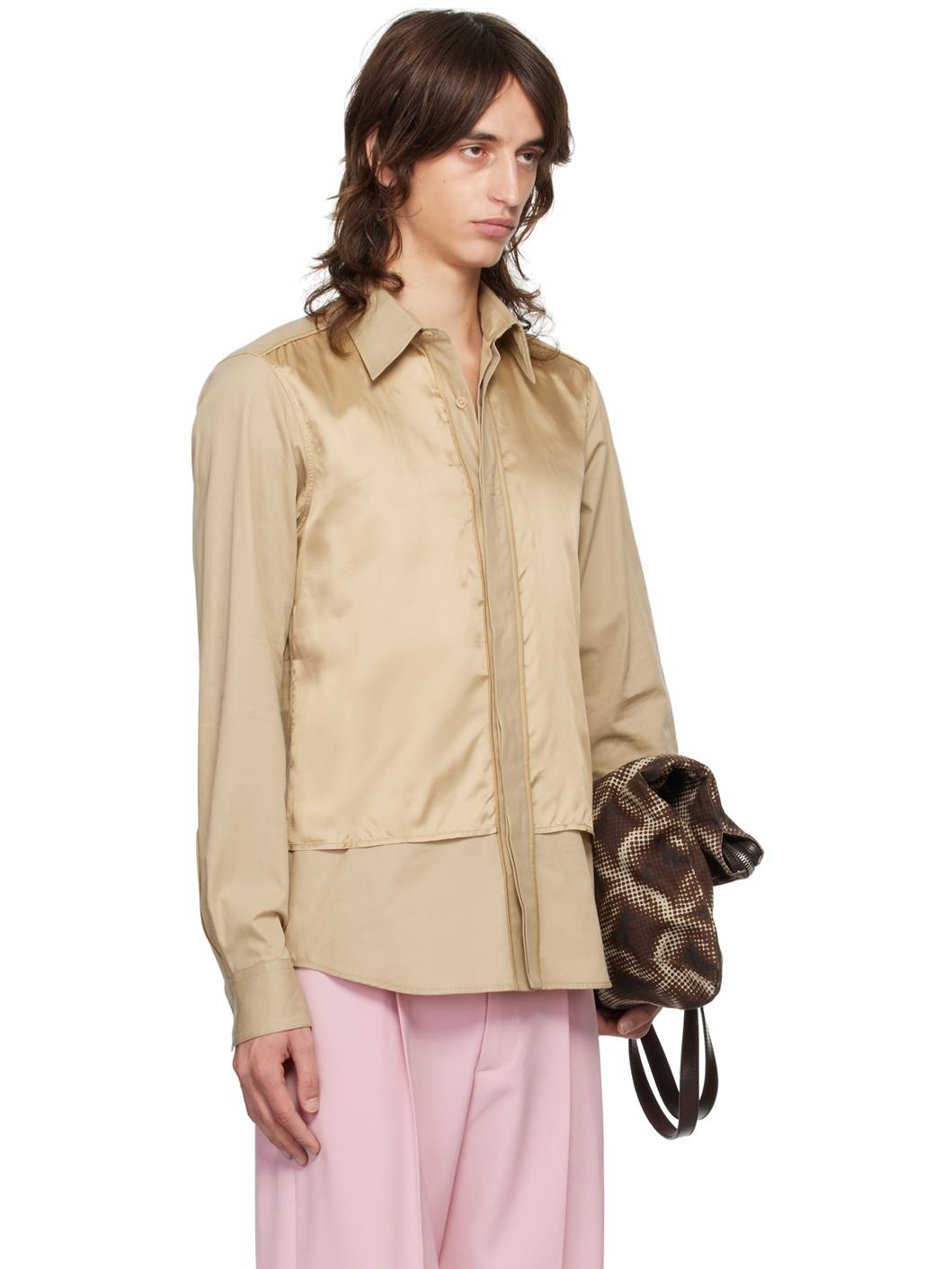 Beige Cotton & Silk Shirt - 2