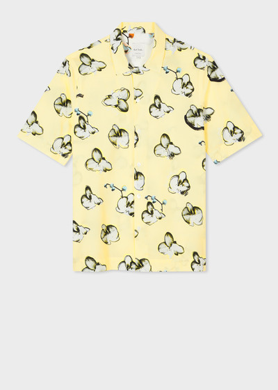 Paul Smith Yellow 'Orchid' Print Viscose-Blend Short-Sleeve Shirt outlook