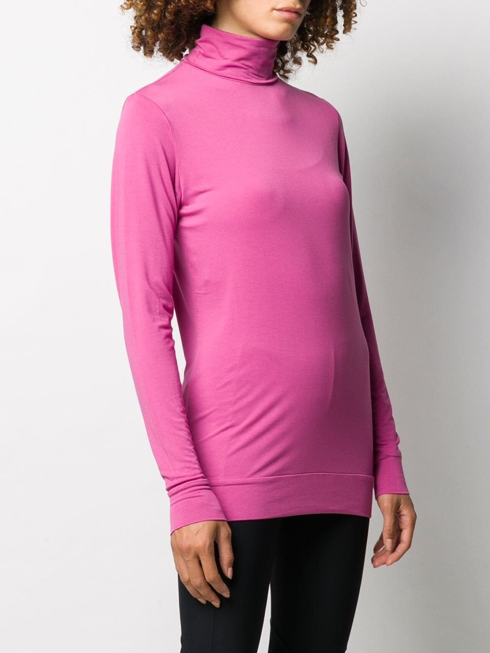 roll neck jersey knit top - 3