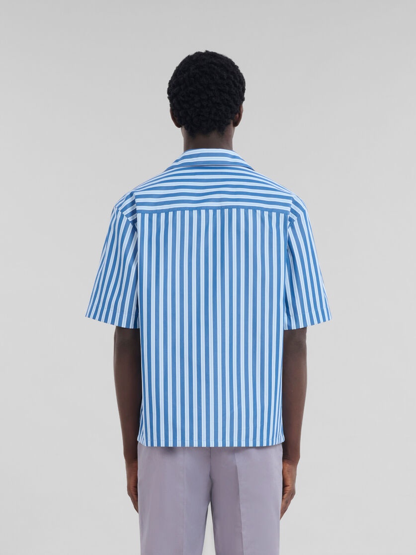 BLUE STRIPED BIO POPLIN BOWLING SHIRT - 3