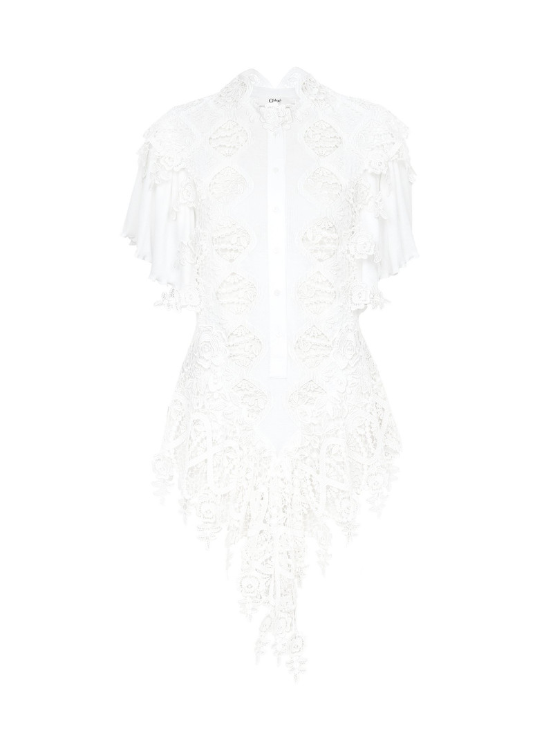 FITTED MINI DRESS IN GUIPURE LACE COTTON MIX 1