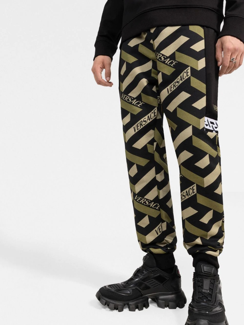 Greca-pattern logo-print trousers - 3