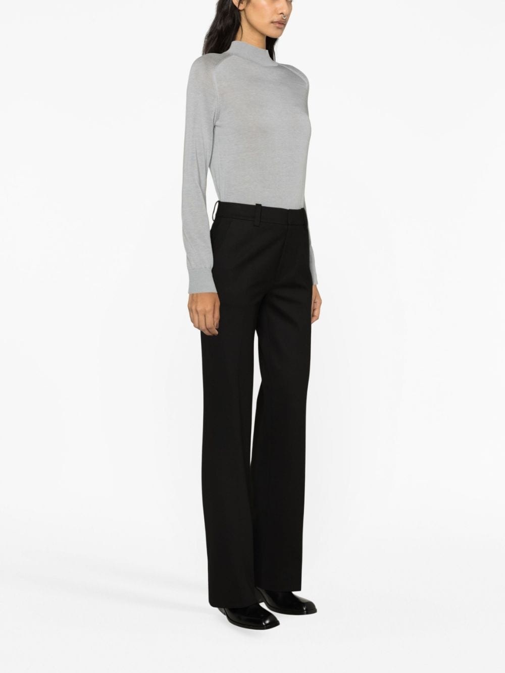 high-waist cotton trousers - 3