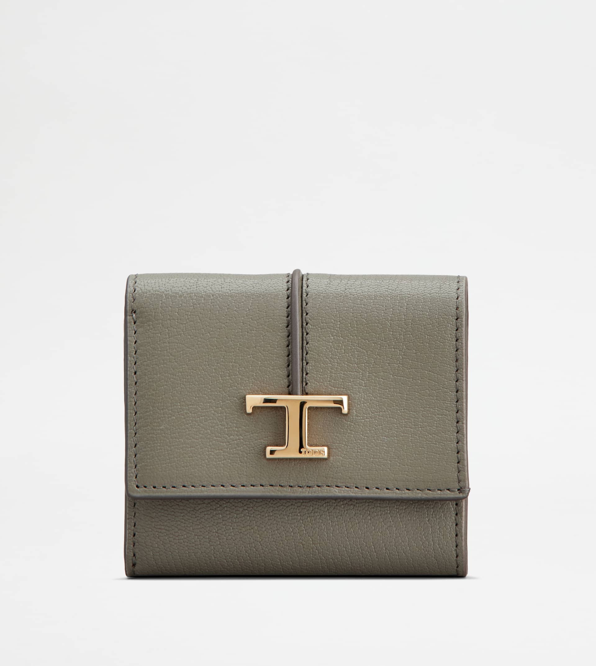 T TIMELESS WALLET IN LEATHER - GREY - 1