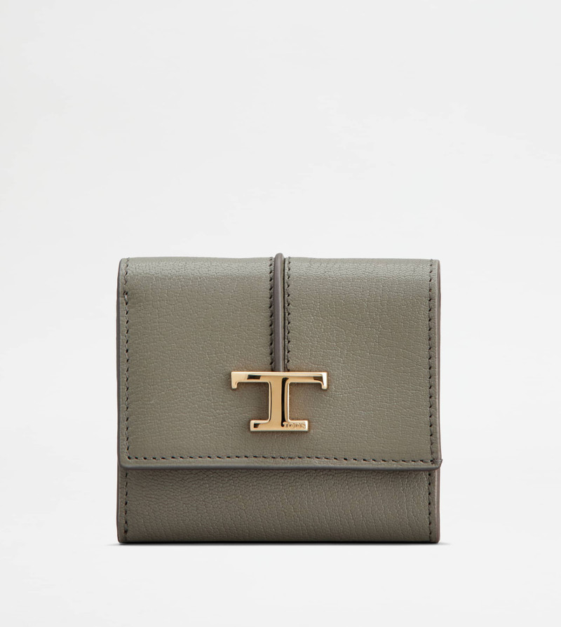 T TIMELESS WALLET IN LEATHER - GREY 1