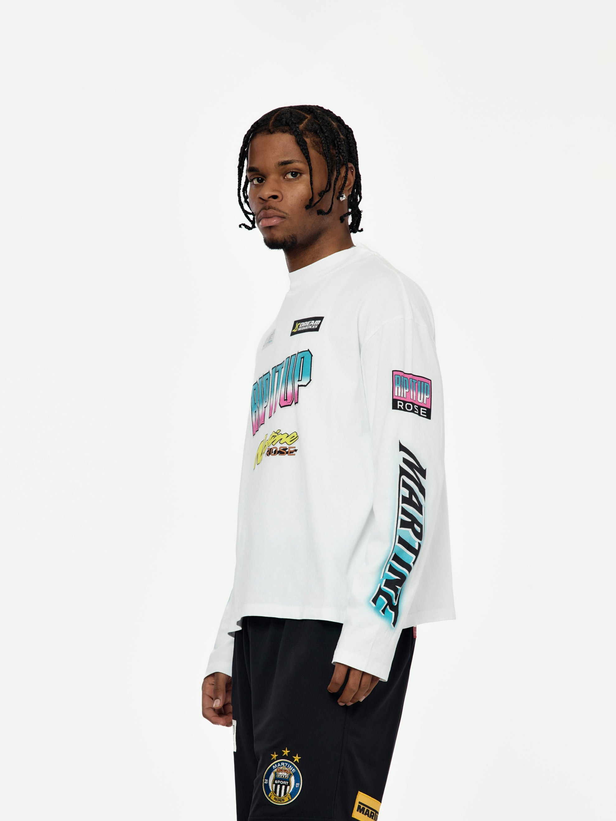 BMX FUNNEL NECK L/S T-SHIRT (WHITE) - 2
