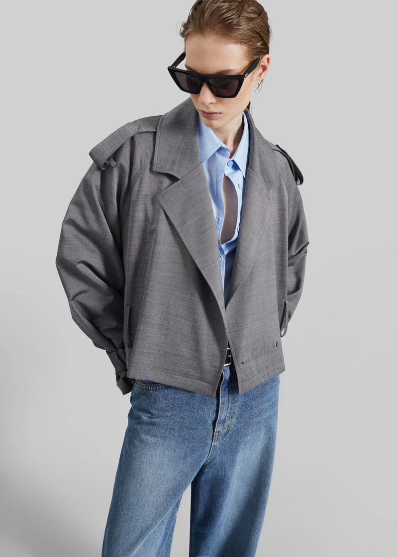 Simona Short Trench - Grey Melange 9