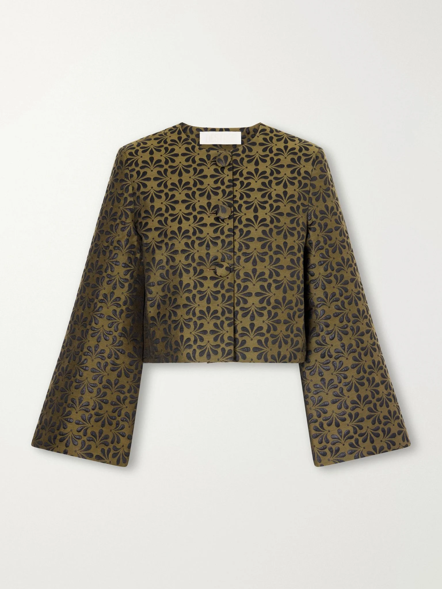 Ruby cropped floral-jacquard cotton-blend twill jacket Multi - 1