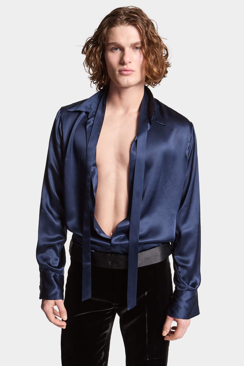 SILK SATIN SEXY TIE SHIRT - 3