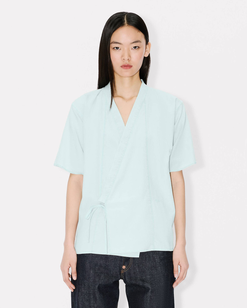 Loose kimono shirt in stone bleach chambray 3