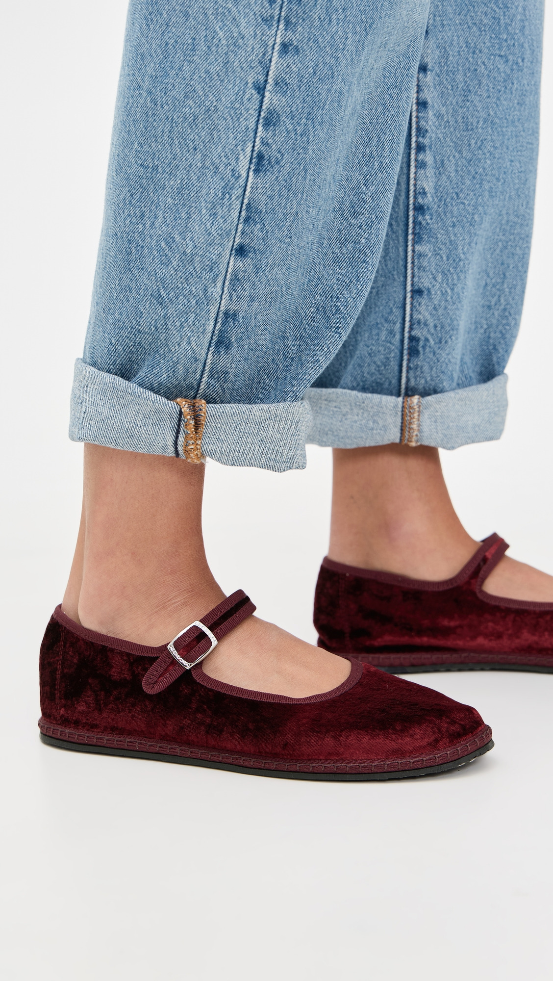 Mary Jane Satin Velvet Flats - 2