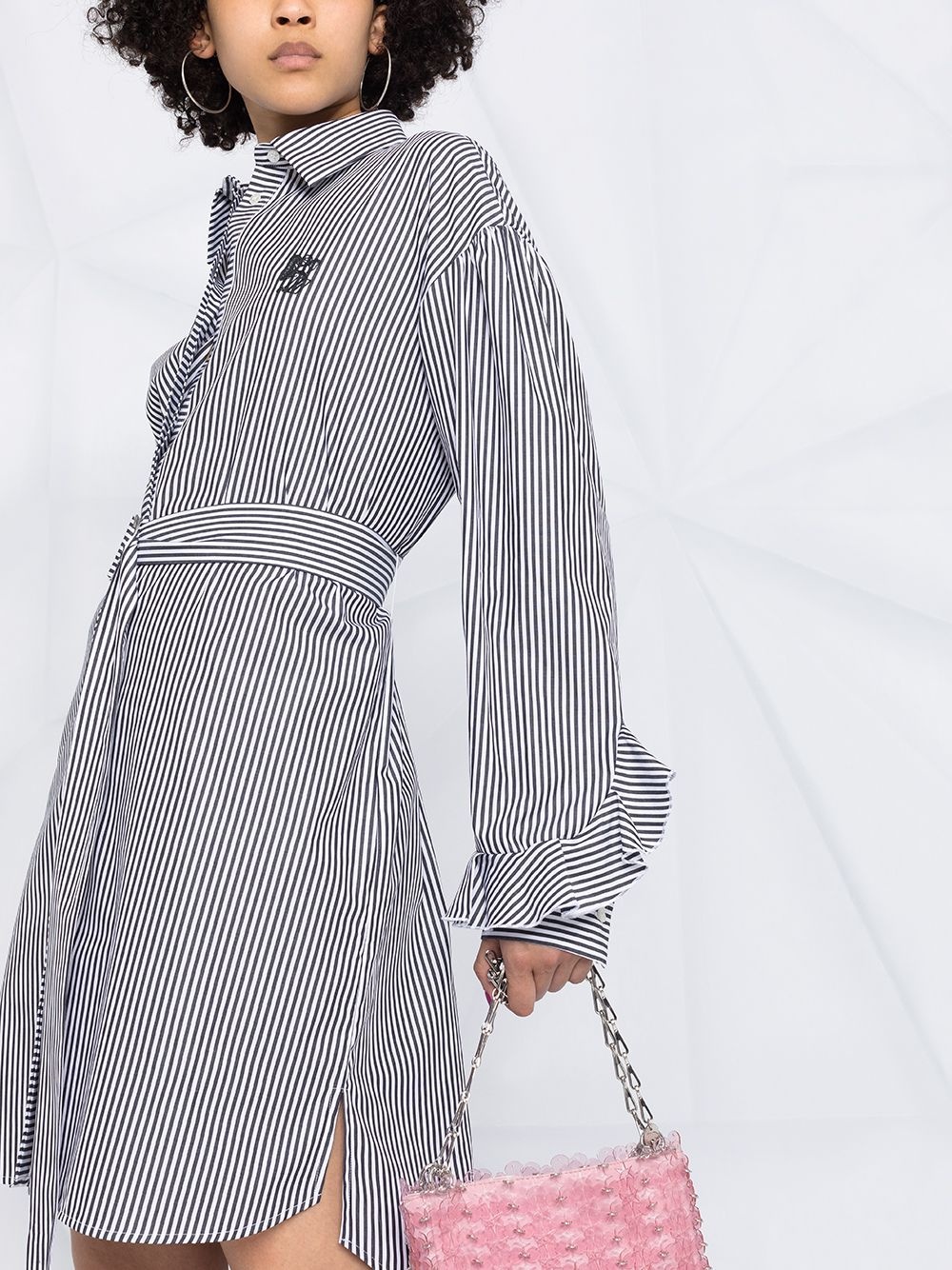 belted stripe shirt dress - 3