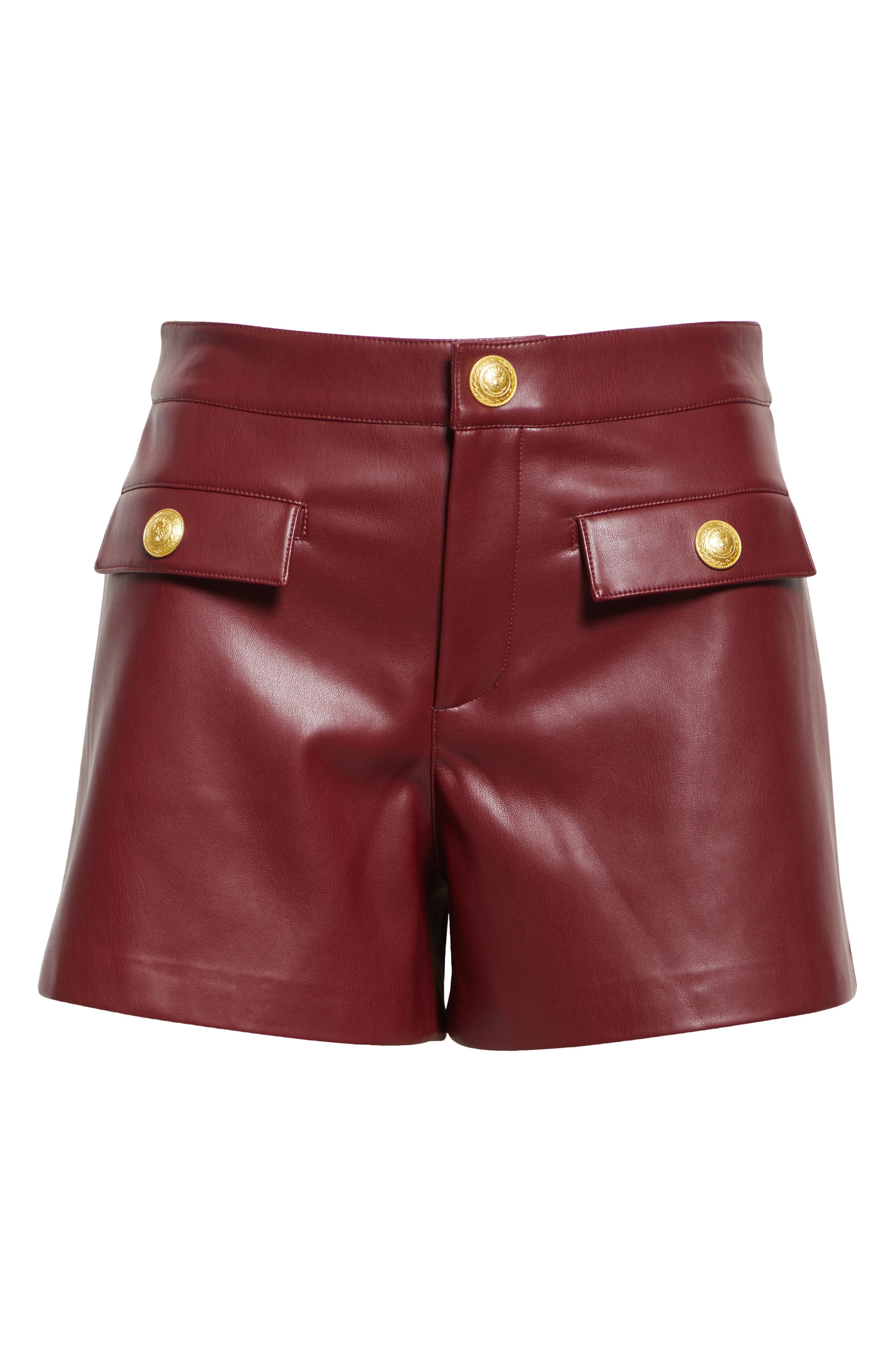 L'AGENCE Dionne Faux Leather Shorts in Black Cherry at Nordstrom - 6