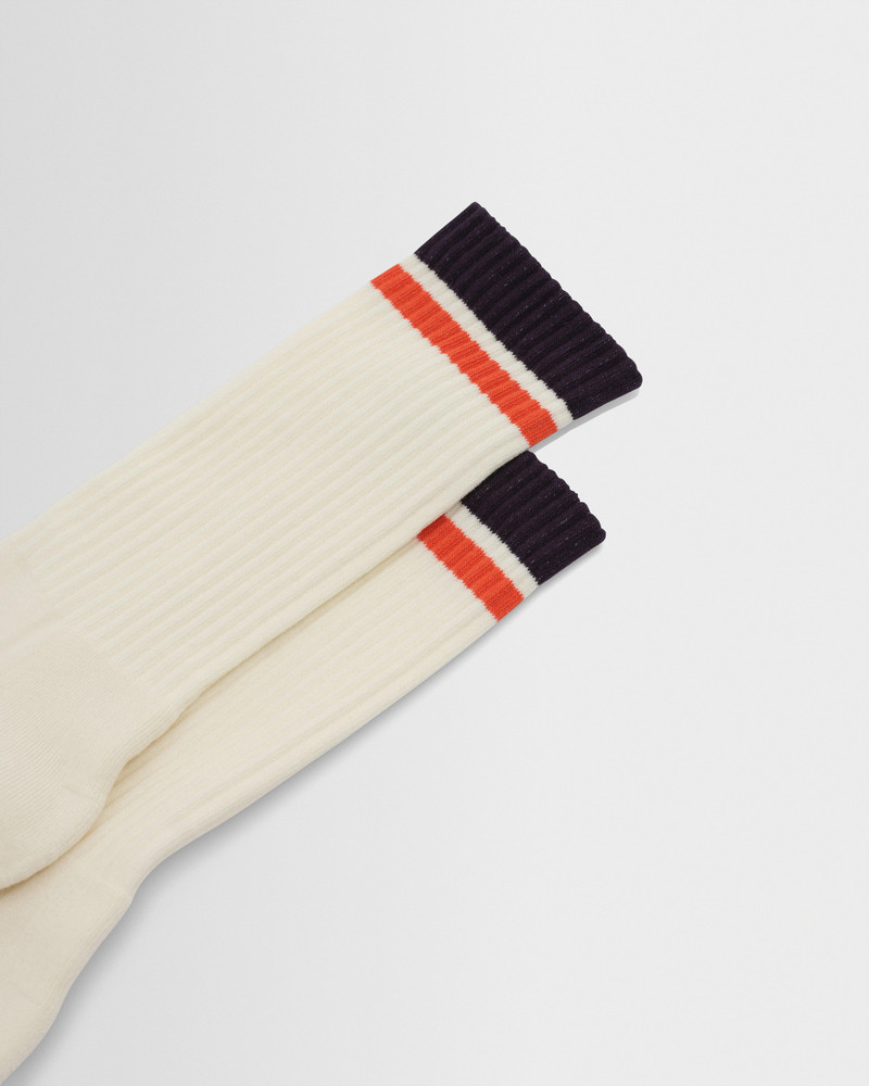 Wax London Thorpe - Ecru And Navy Edge Stripe Socks outlook