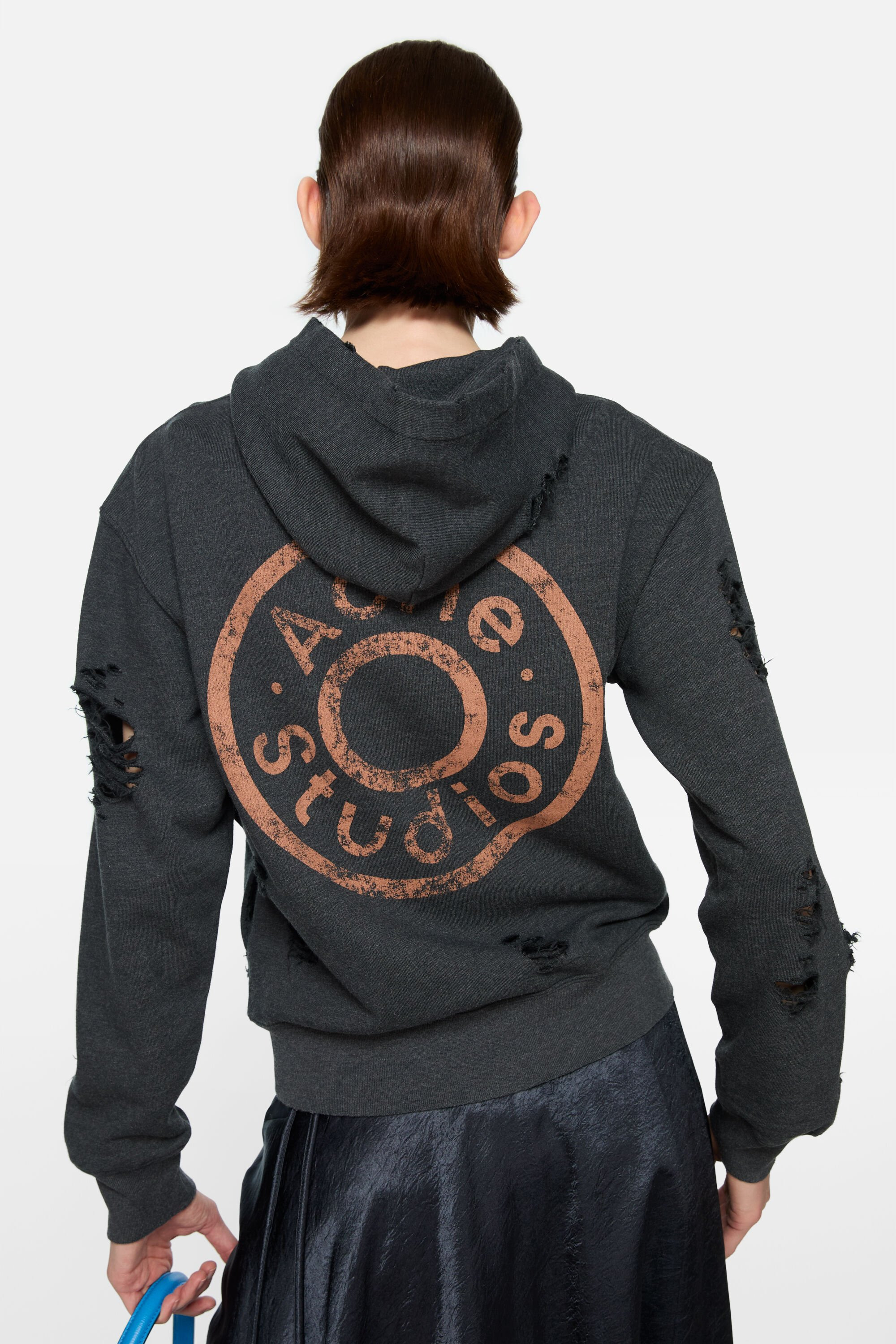 Hooded zipper sweater - Black melange - 4