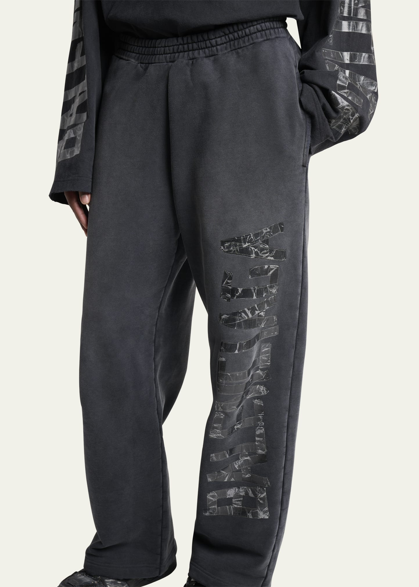 Men's Faded Terry Logo Tape Relaxed-Fit Sweatpants - 5