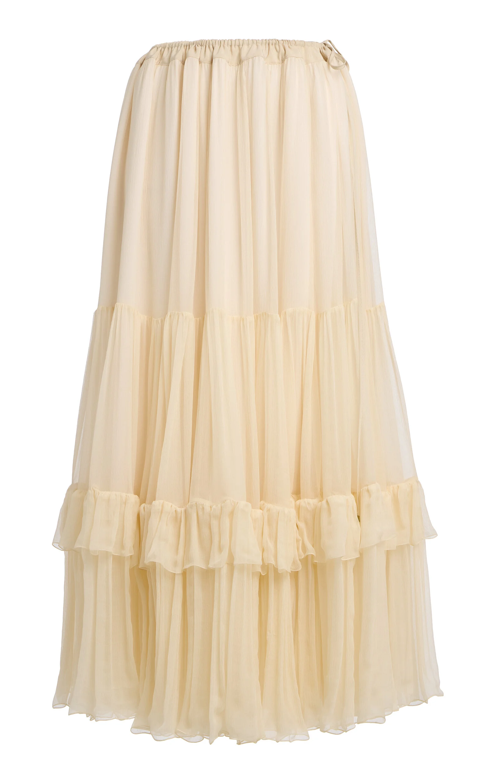 Ruffled Silk Midi Skirt - 1