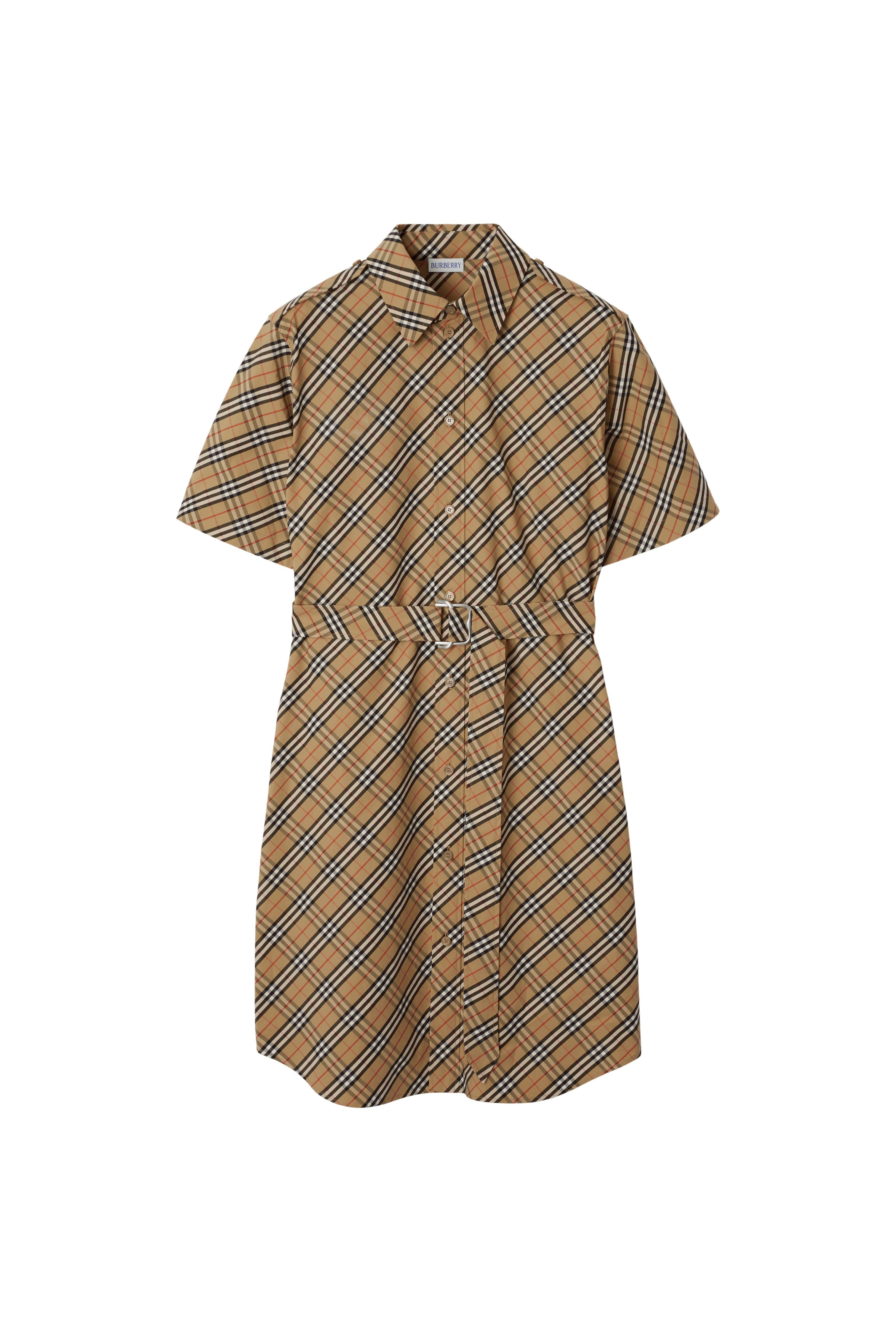burberry Check Cotton Shirt Dress in Sand at Nordstrom - 2