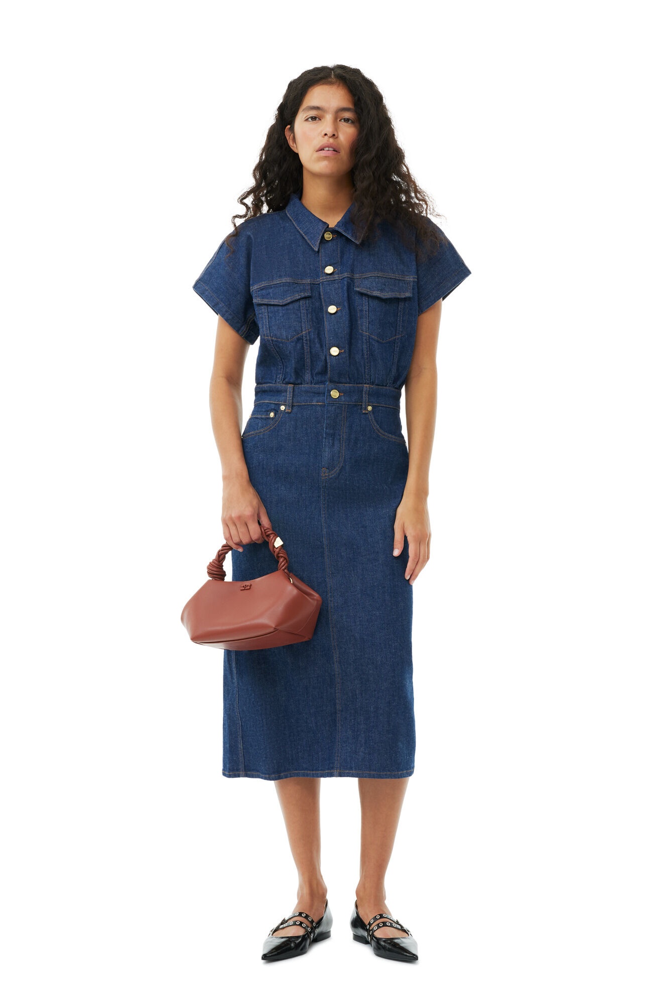 DENIM ROSE MIDI DRESS - 3