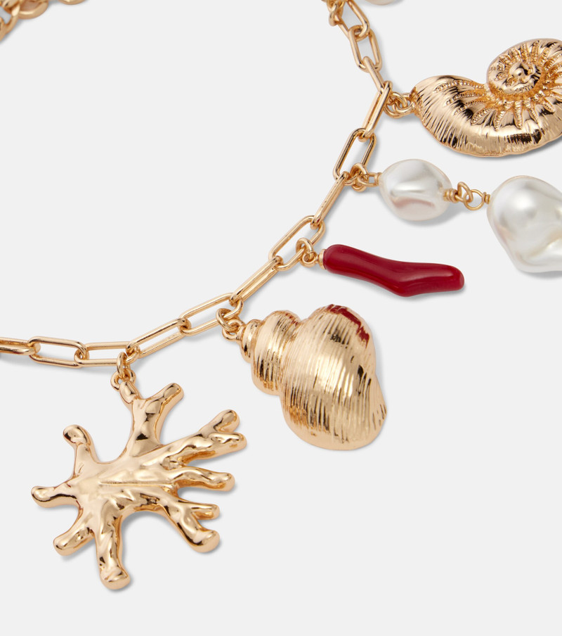 self-portrait Faux pearl-embellished charm bracelet outlook