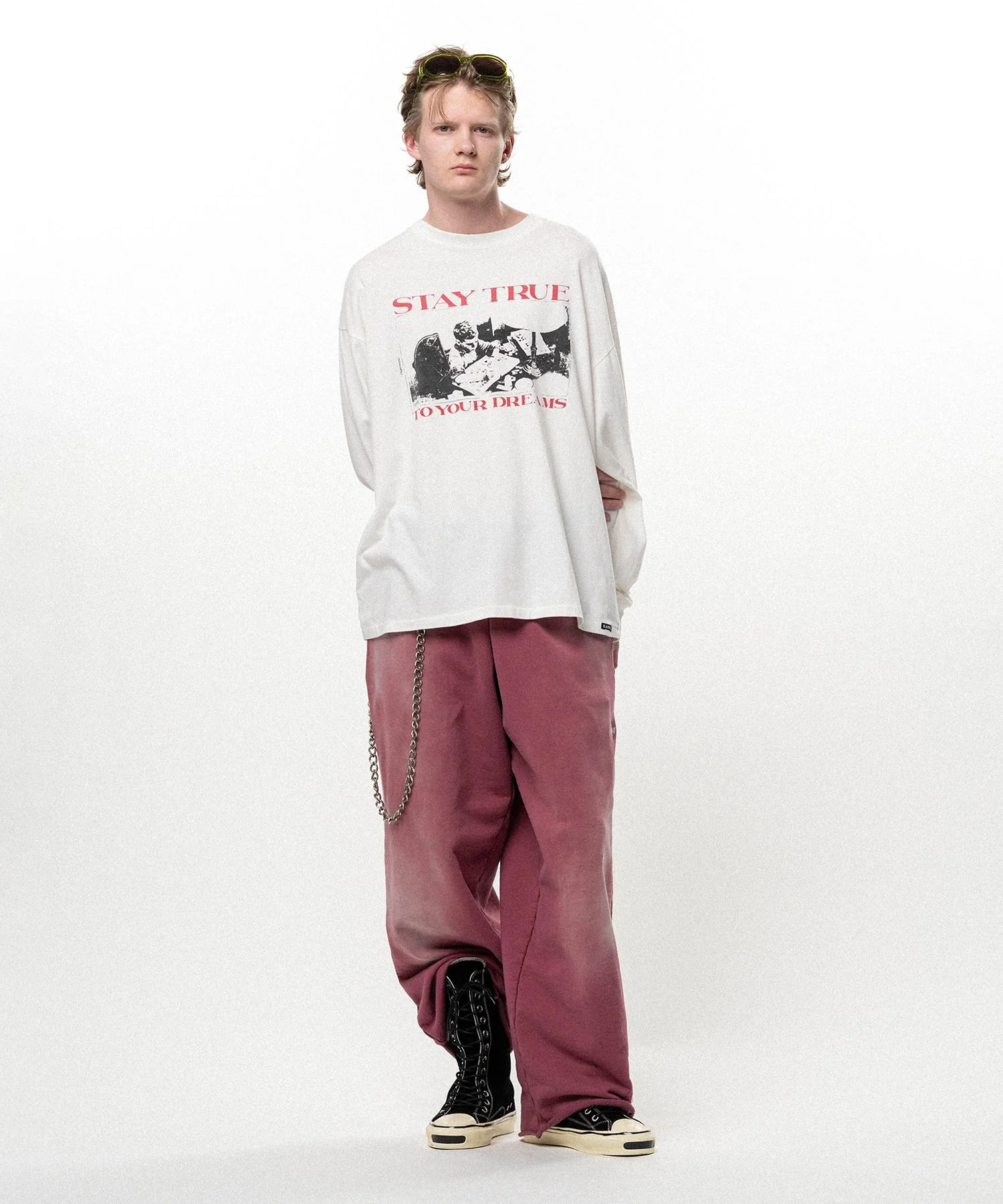 Embroidered Wide Sweat Pants - 1