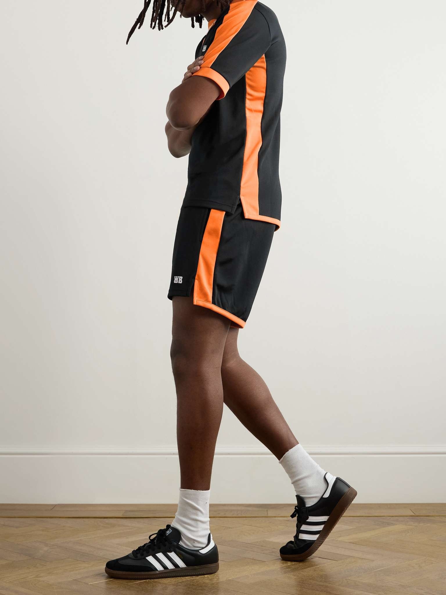 Straight-Leg Logo-Appliquéd Two-Tone Tech-Jersey Shorts - 2