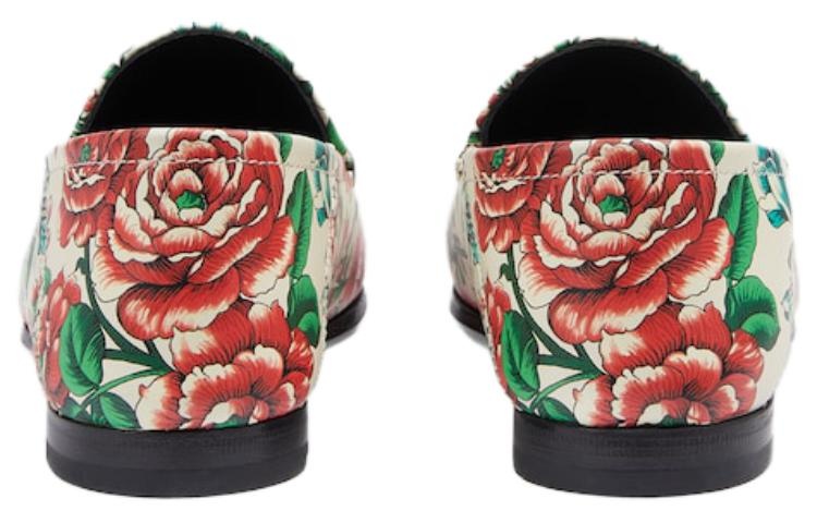 (WMNS) Gucci Horsebit Printed Leather Loafers 'White Pink' 746392-AAB0D-8464 - 4