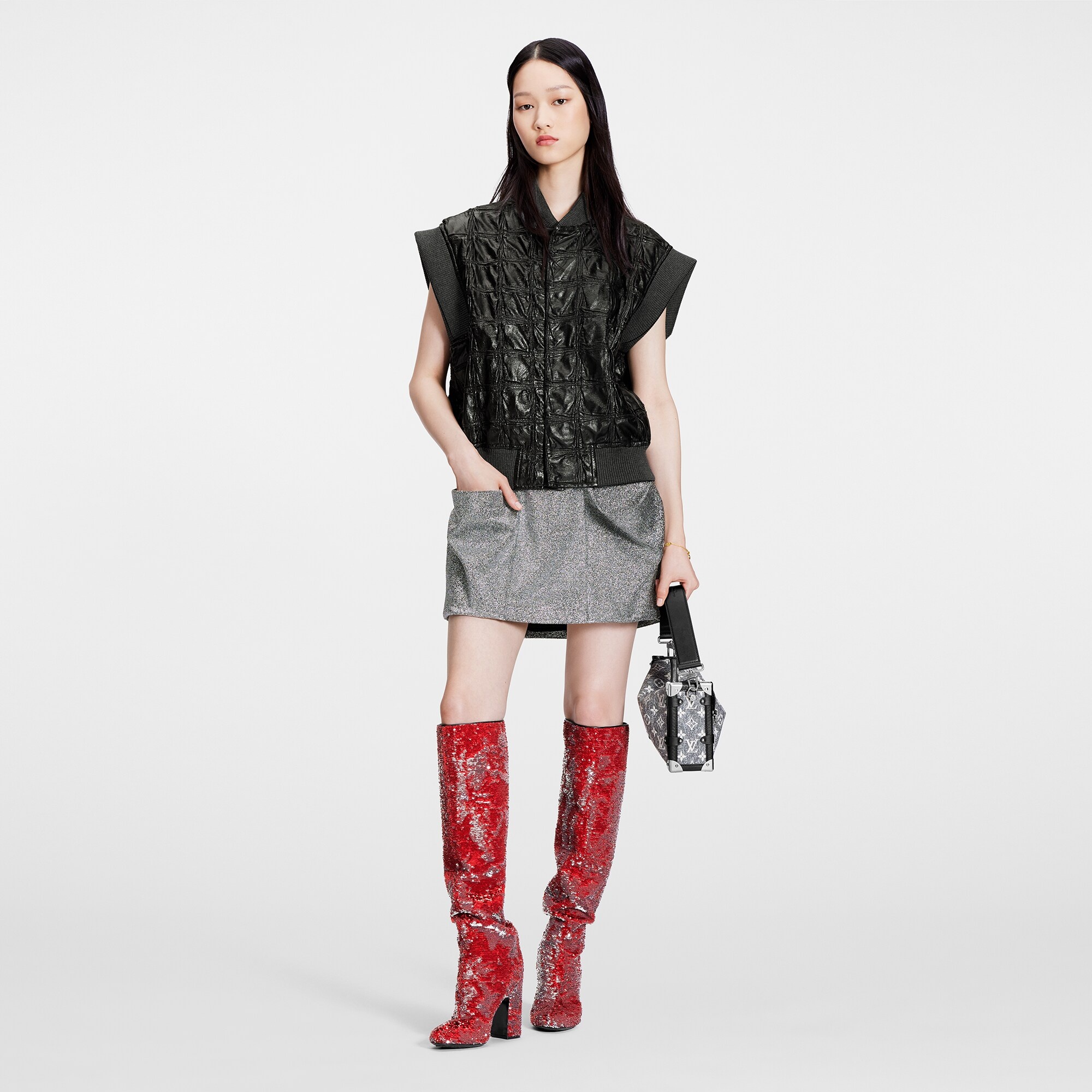 Oversized Pocket Glitter Mini Skirt - 2