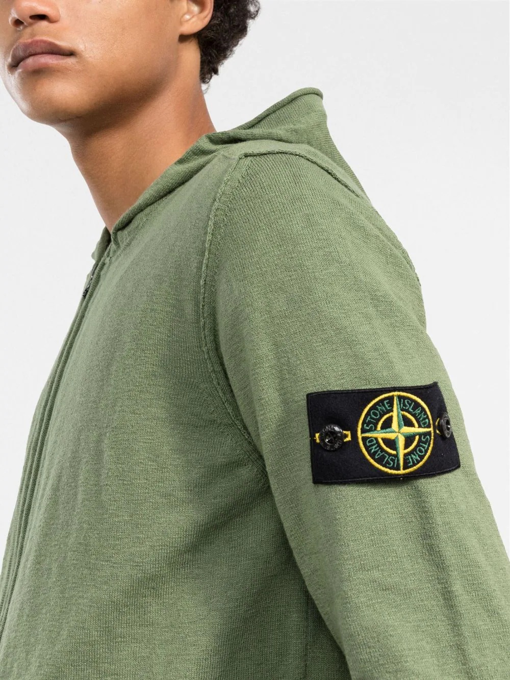 Compass-patch knitted hoodie - 5