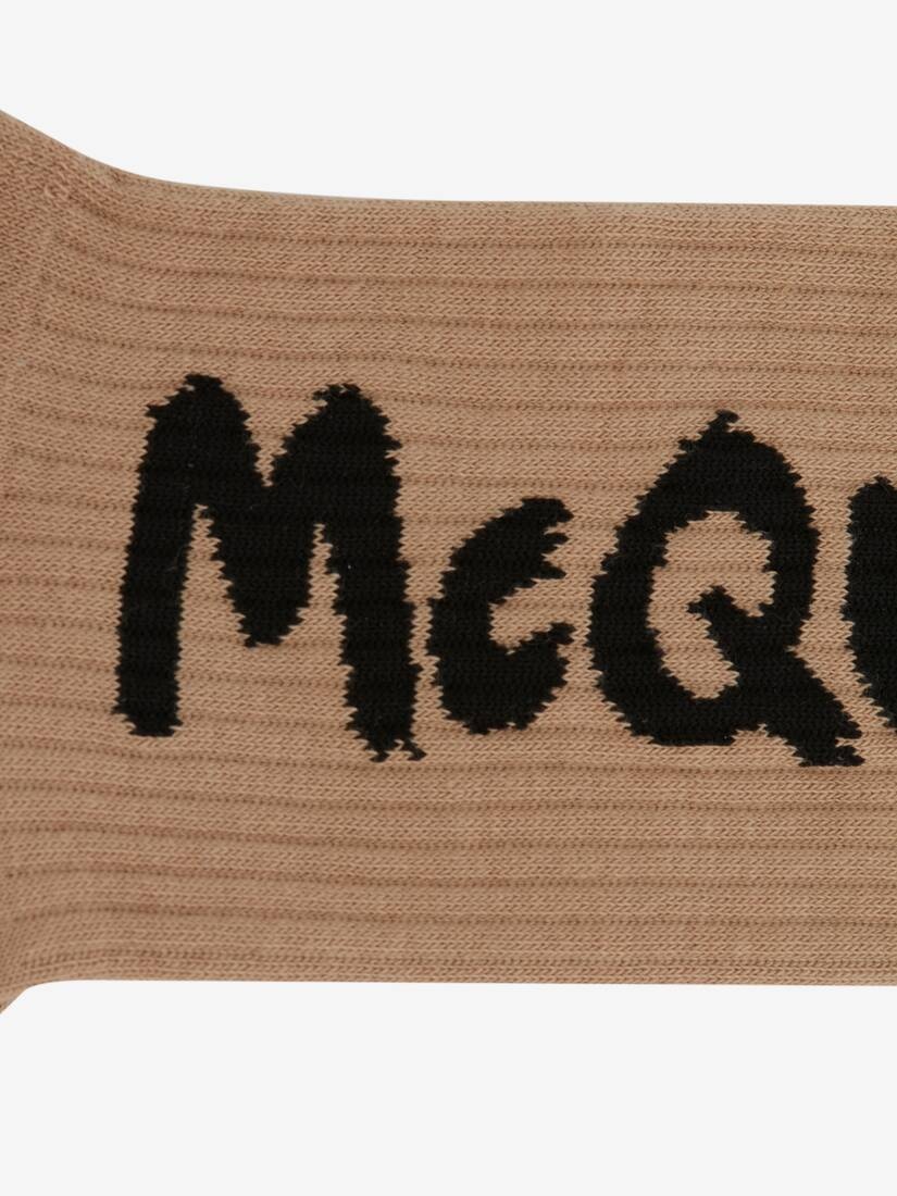 Mcqueen Graffiti Socks in Beige - 2