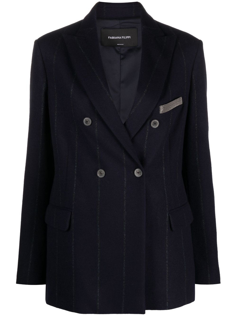 stripe-detail double-breasted blazer 1