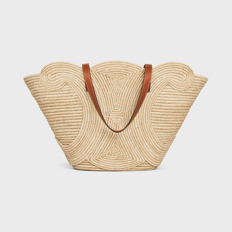 CELINE CLASSIC PANIER MEDIUM BRAIDED TRIOMPHE in RAFFIA and CALFSKIN 4