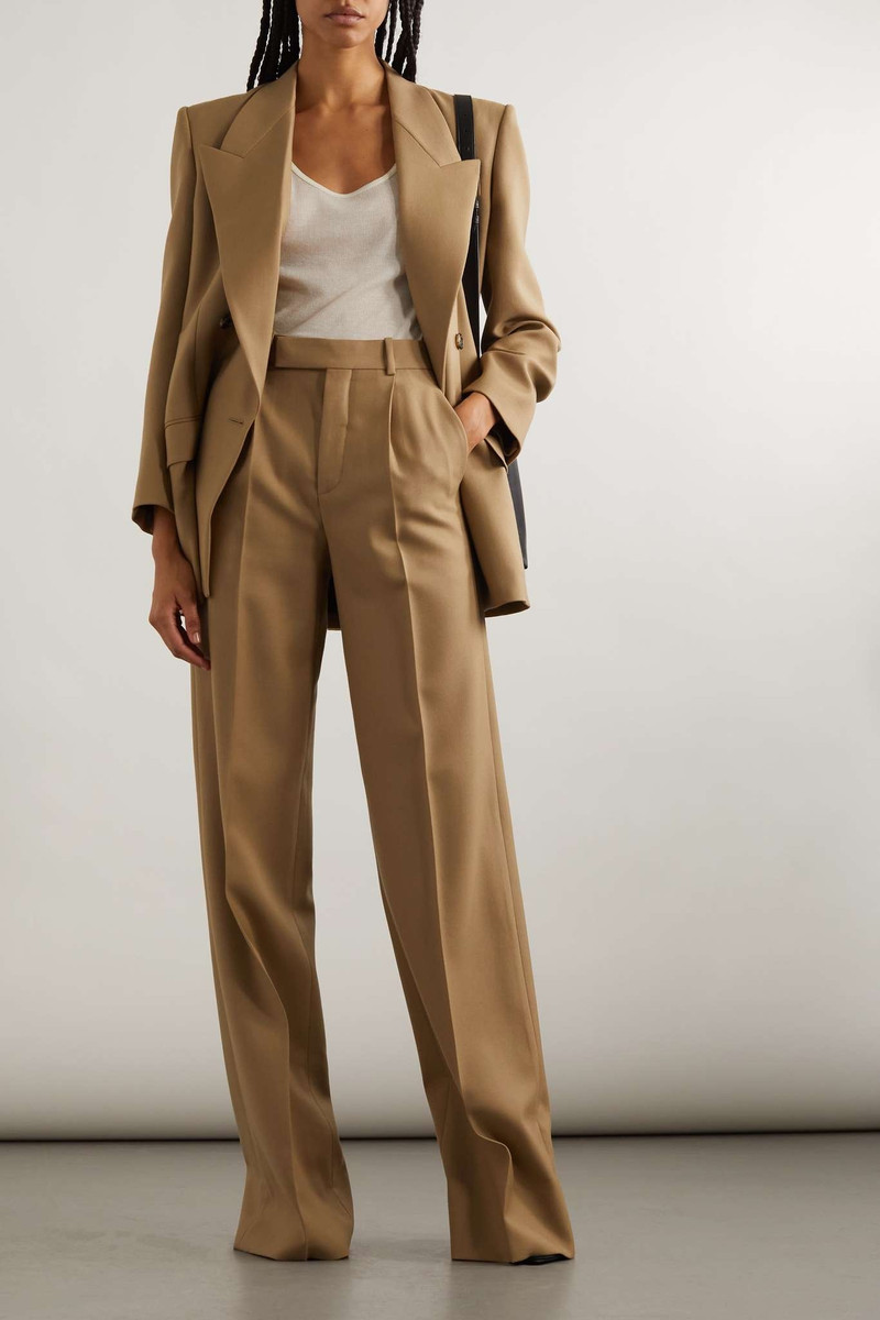 SAINT LAURENT Pleated wool-twill flared pants outlook