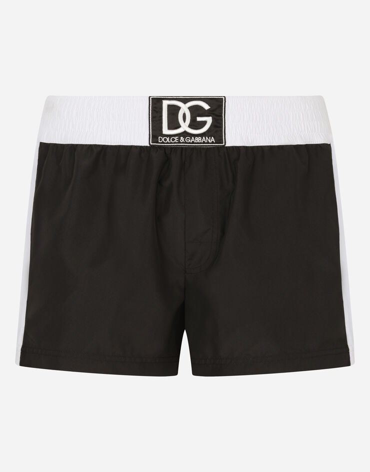 Two-tone short swim trunks with DG patch - 1