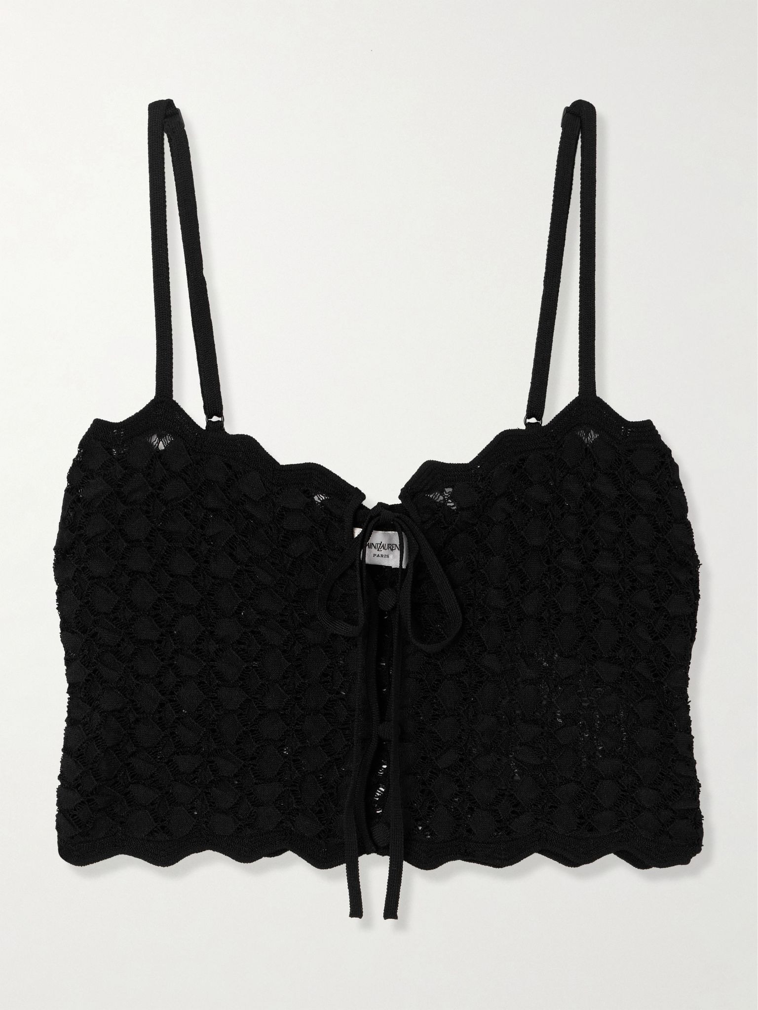 Cropped open-knit top Black - 1