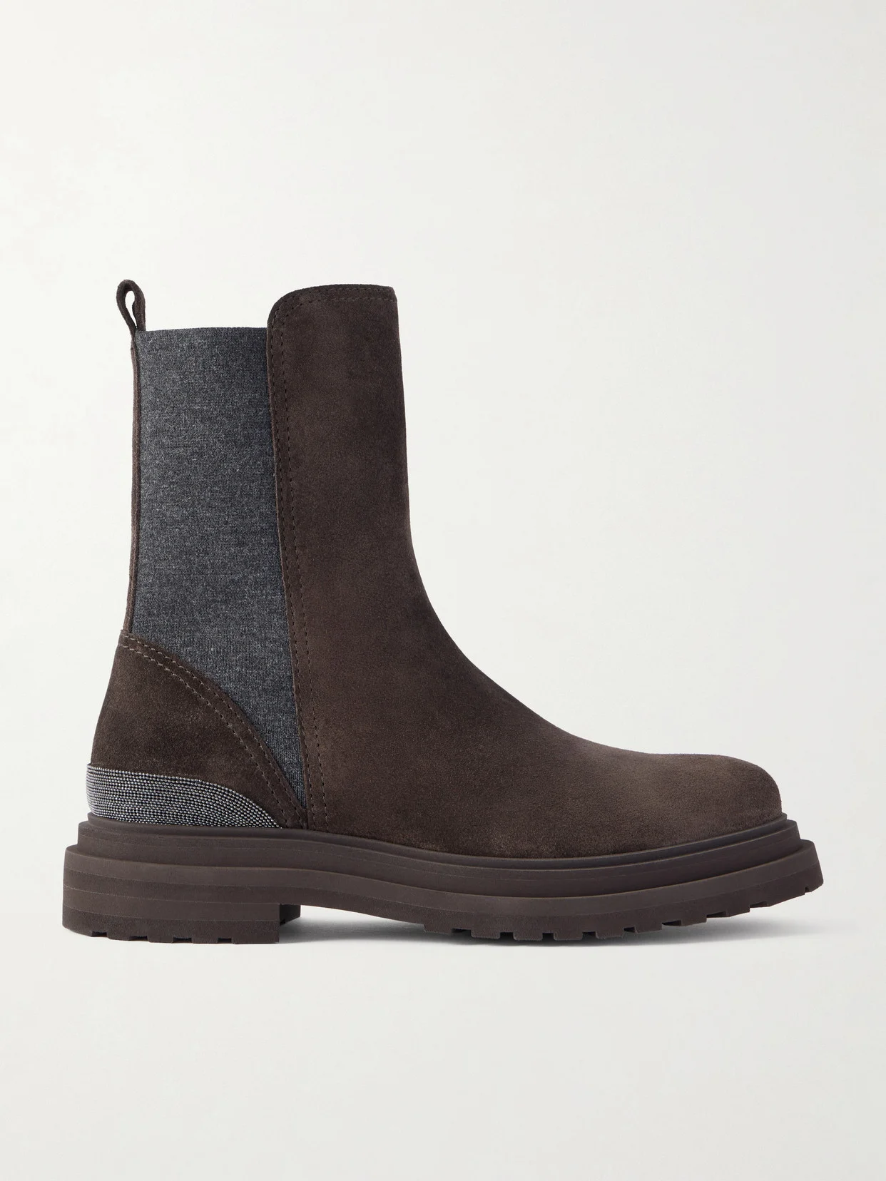 Bead-embellished Suede Chelsea Boots - 1