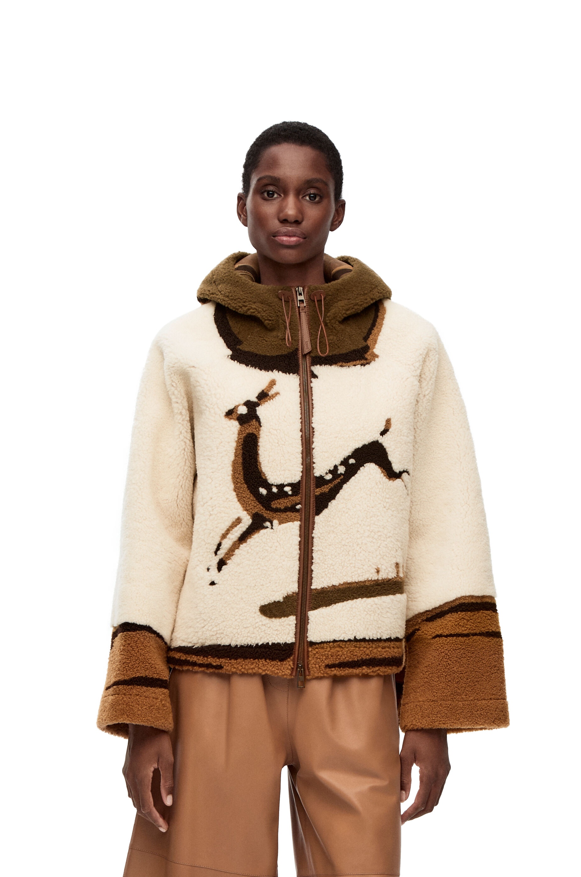 Hooded jacket in shearling - 3