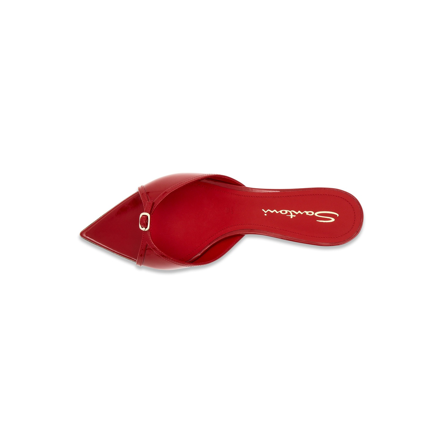 Women's red patent leather mid-heel sandal - 4