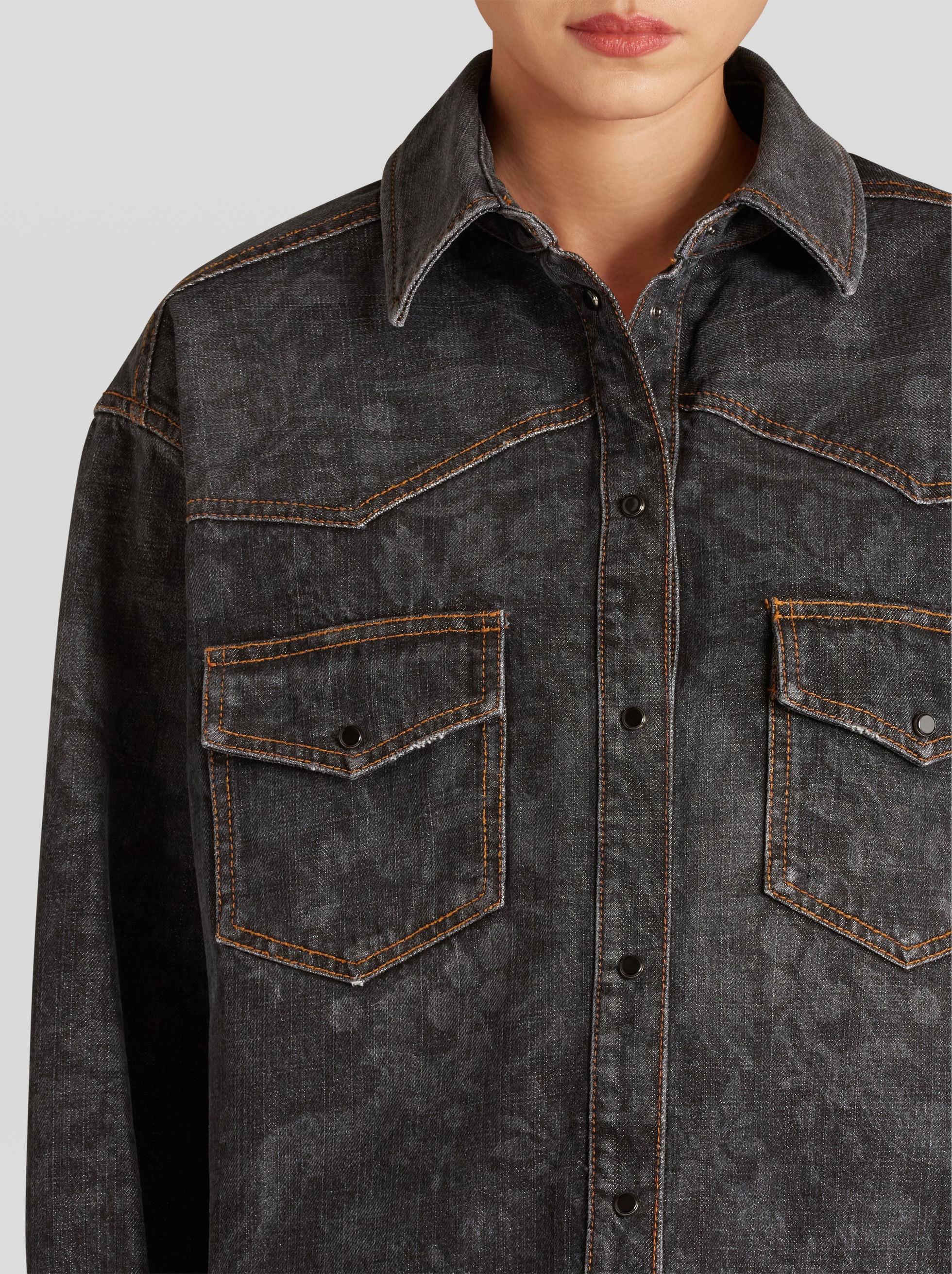 DENIM OVERSHIRT WITH ORNAMENTAL PATTERNS - 3