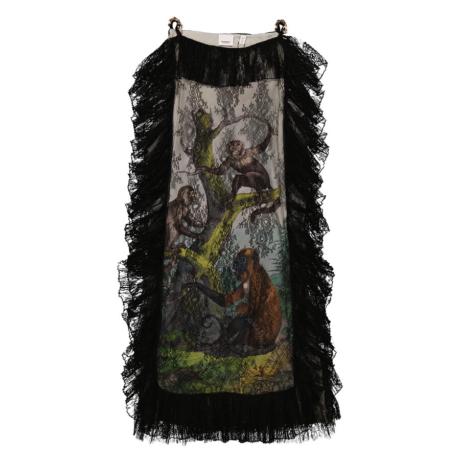 Burberry Ladies Light Opal Green Chantilly Lace and Monkey Print Shift Dress - 2